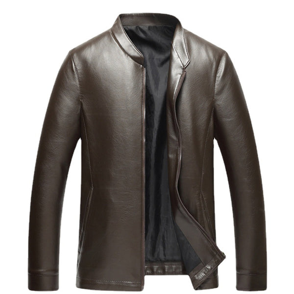 Chaqueta de Cuero PU con Cierre Delgada para Hombre