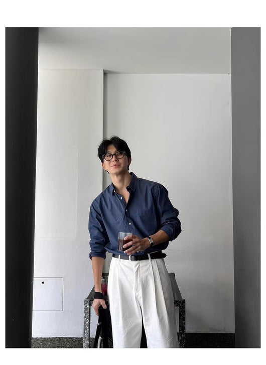 Camisa Suelta de Manga Larga para Hombre - Primavera y Otoño - Image 26