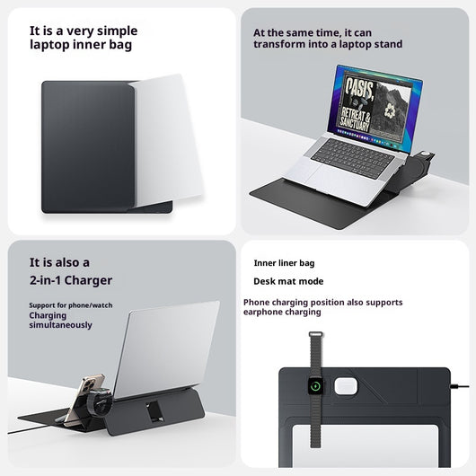 Cargador Inalámbrico 3 en 1 Multifuncional con Funda para Laptop - Image 2