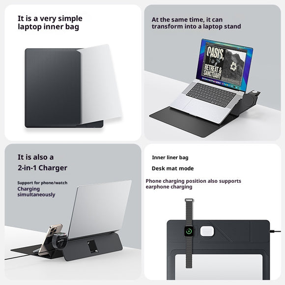 Cargador Inalámbrico 3 en 1 Multifuncional con Funda para Laptop