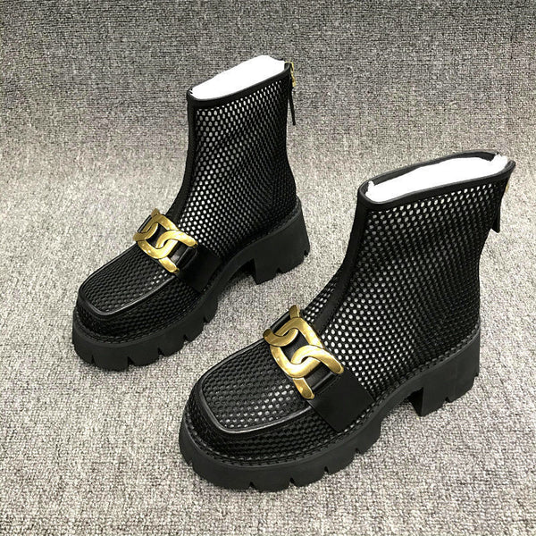 Botas Martin de Cuero Genuino Transpirable con Cierre Posterior