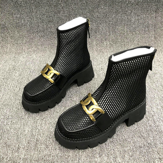Botas Martin de Cuero Genuino Transpirable con Cierre Posterior