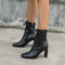 Botas de Cuero con Cordones Frontales y Tacón Grueso para Mujer