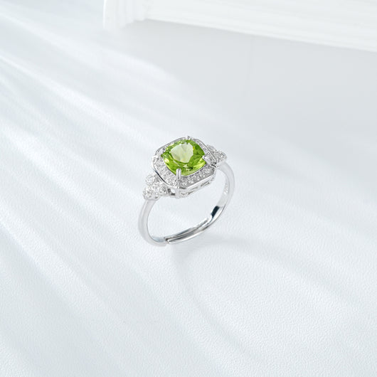 Anillo de Plata Peridoto Verde Elegante Temperamento S925 - Image 16