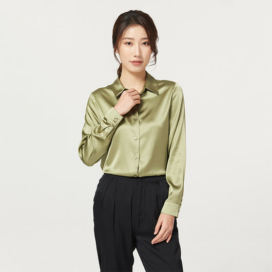 Blusa de Seda Satinada Manga Larga para Mujer - Image 11