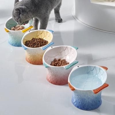 Comedero Elevado para Gatos en Cerámica con Diseño de Pez y Ángulo Inclinado - Image 7