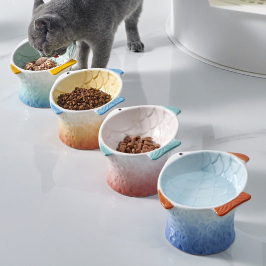 Comedero Elevado para Gatos en Cerámica con Diseño de Pez y Ángulo Inclinado - Image 7