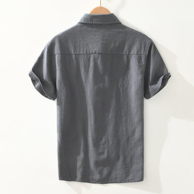 Camisa Ligera de Algodón, Lino y Ramio con Solapa - Manga Corta - Image 2