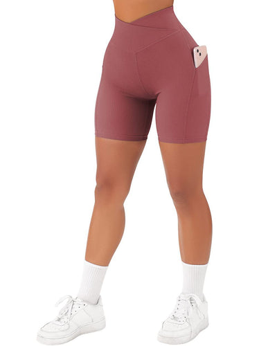 Shorts Deportivos Cruzados para Mujer con Bolsillos y Cinturón - Image 14