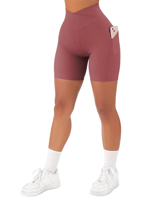 Shorts Deportivos Cruzados para Mujer con Bolsillos y Cinturón - Image 14