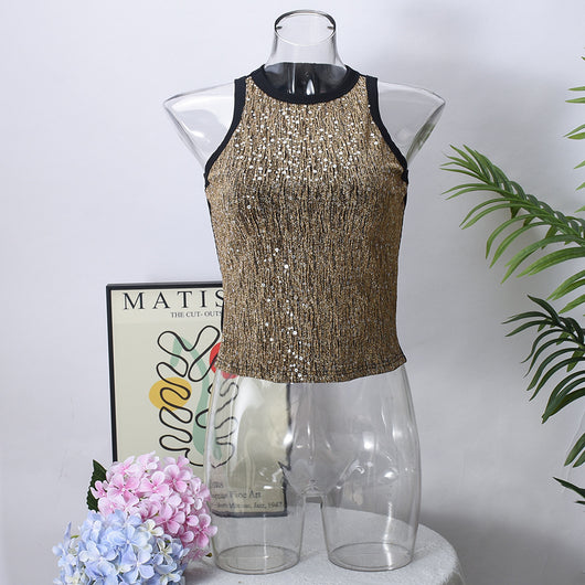 Chaleco Cropped sin Mangas con Lentejuelas y Estampado Leopardo - Image 14