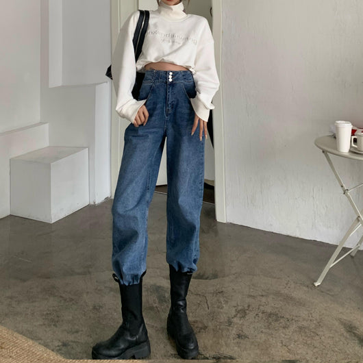 Jeans Cintura Alta Mujer Sueltos Versátiles - Image 11
