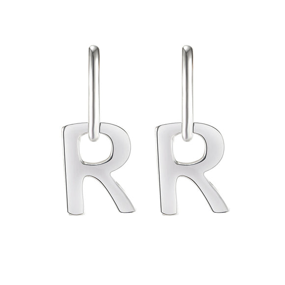 Aretes Letra R Plata 925 Estilo Fashion