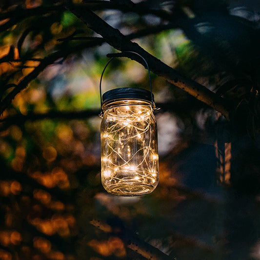 Lámpara Solar para Frasco Mason - Luz Decorativa Colgante para Exterior