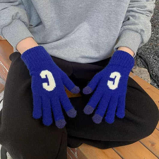 Guantes Tejidos de Lana Gruesa Letra C en Colores Pastel - Cálidos y Adorables - Image 8