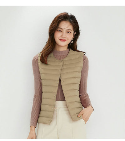 Chaleco Acolchado Ligero para Mujer - Cuello Redondo Cálido y Versátil - Image 33