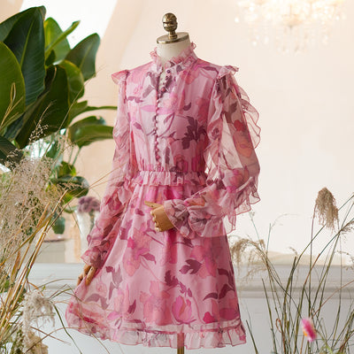 Vestido Elegante de Gasa con Cuello Mao y Cintura Francesa - Image 5