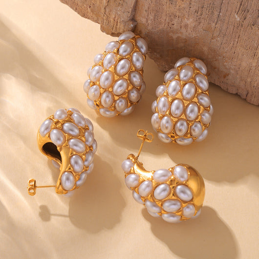 Aretes Retro Vintage con Perla Artificial Incrustada - Diseño Gota Europeo - Image 4