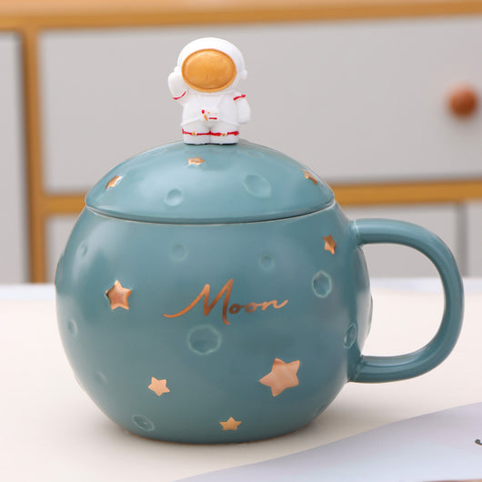Taza Cerámica Astronauta con Tapa y Cuchara - Diseño Planeta - Image 11