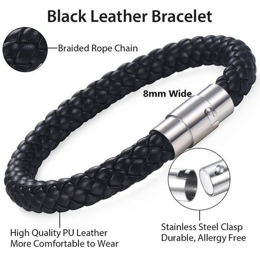 Pulsera de Cuero Trenzada Unisex - Marrón y Negro - Image 6