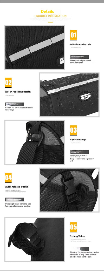 Bolsa Frontal de Gran Capacidad para Bicicleta de Montaña con Soporte Plegable - Image 11