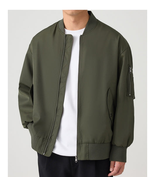 Chaqueta Piloto Holgada con Cuello Beisbolero para Hombre - Image 11