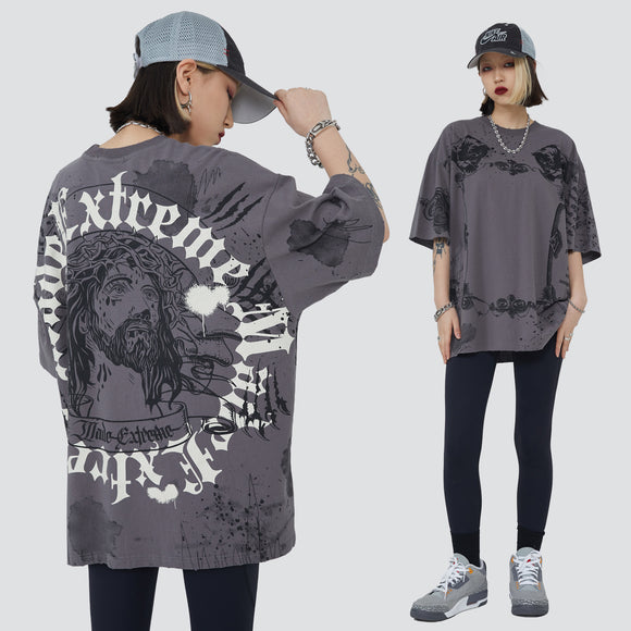Playera Retro Americana Estampada Vintage Hip-hop Street Style