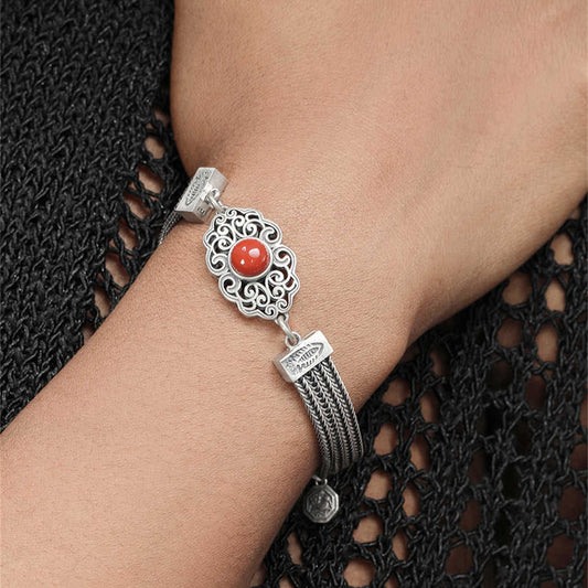 Pulsera Tejida South Red con Incrustaciones Vintage - Diseño de Lujo para Mujer