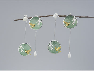 Aretes de Plata S925 Estilo Retro Guochao con Piedra Natural y Diseño Asimétrico de Nubes - Image 15