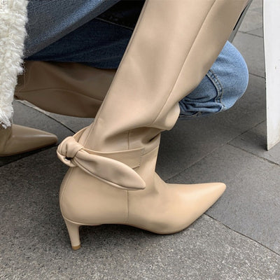 Botas Stiletto con Moño en Cuero Genuino para Mujer - Image 13