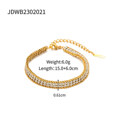 Pulsera de Oro 18K Dorada con Circonia Blanca en Doble Capa - Image 6