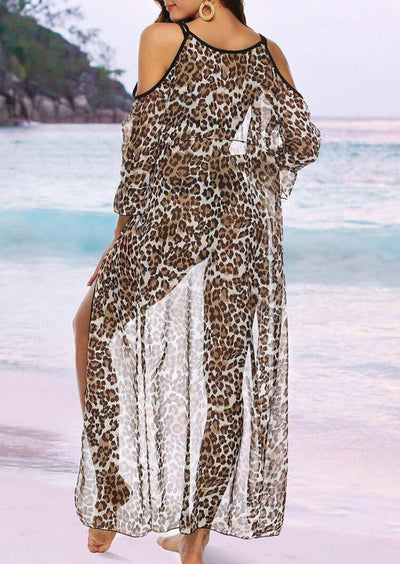 Vestido Playero Estampado Leopardo con Tirantes y Protección Solar - Image 8
