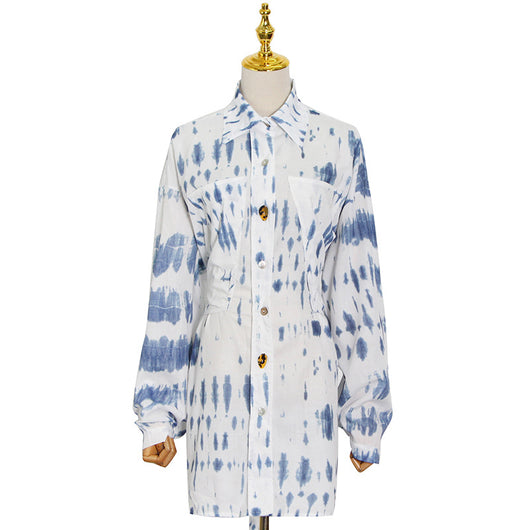 Camisa Mujer Solapa Irregular Abotonada Simple - Image 12