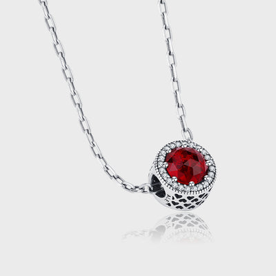 Collar de Plata 925 Corazón del Mar con Perla y Piedra Roja Granate - Image 7