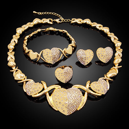 Conjunto de Joyería en Aleación de Zinc: Collar, Aretes, Pulsera y Anillo - Image 2