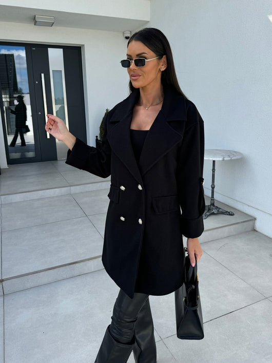 Abrigo de Lana con Cuello H Elegante para Desplazamientos Diarios - Image 15