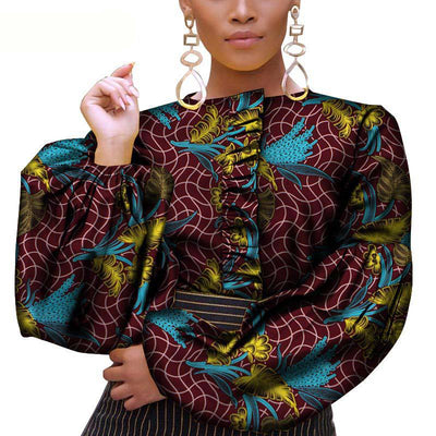 Blusa de Algodón con Mangas Abullonadas y Acabado Encerado - Image 6