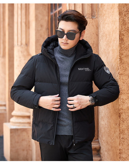 Chaqueta Acolchada con Capucha para Hombre en Plumón Blanco - Image 8