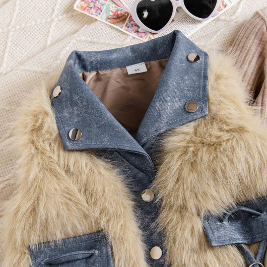 Conjunto de Tres Piezas Estilo Princesa: Suéter Tejido, Falda Denim y Accesorios - Image 3