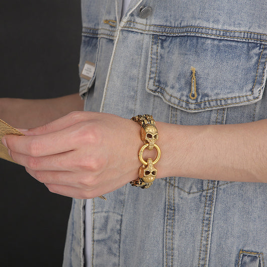 Pulsera de Acero Titanio para Hombre con Patrón de Calavera - Image 18