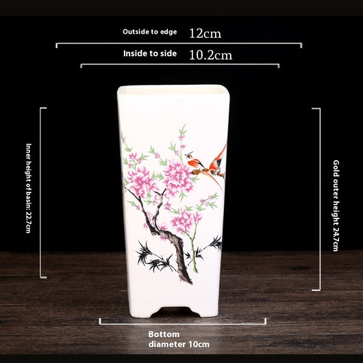 Maceta Cuadrada de Cerámica Esmaltada Púrpura con Diseño Moderno para Plantas - Image 9