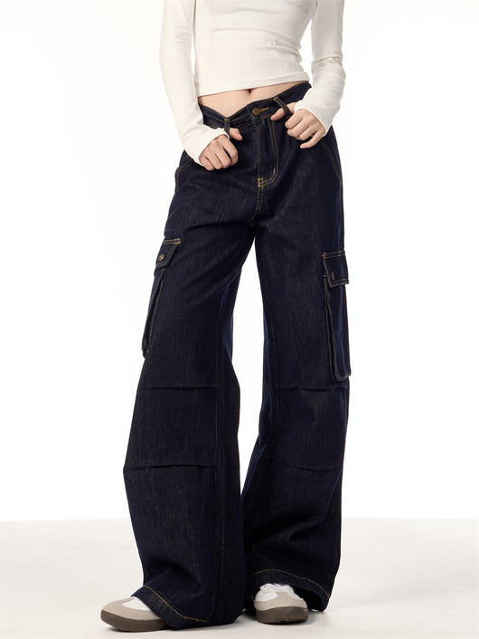 Pantalones Cargo Rectos de Pierna Ancha para Mujer con Múltiples Bolsillos - Image 19