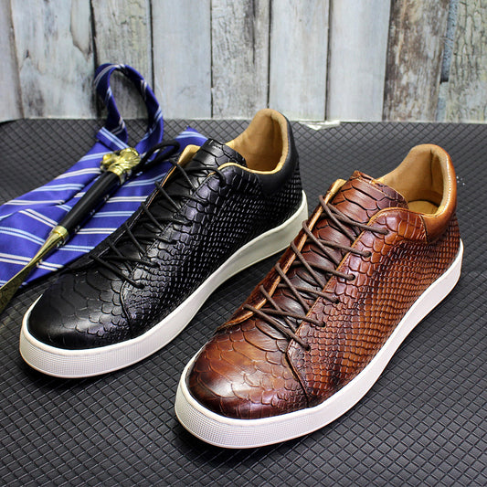 Zapatos Casuales de Cuero con Grabado en Relieve para Hombre