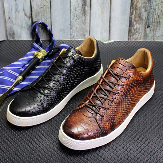 Zapatos Casuales de Cuero con Grabado en Relieve para Hombre