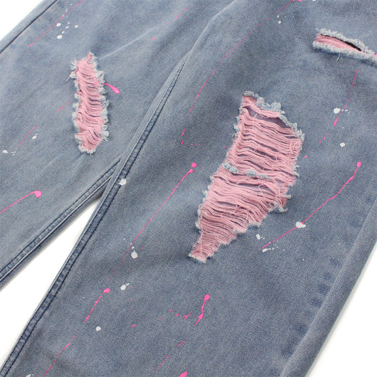 Jeans Rotos Efecto Desgastado Hip-hop Corte Recto Suelto para Hombre - Image 10