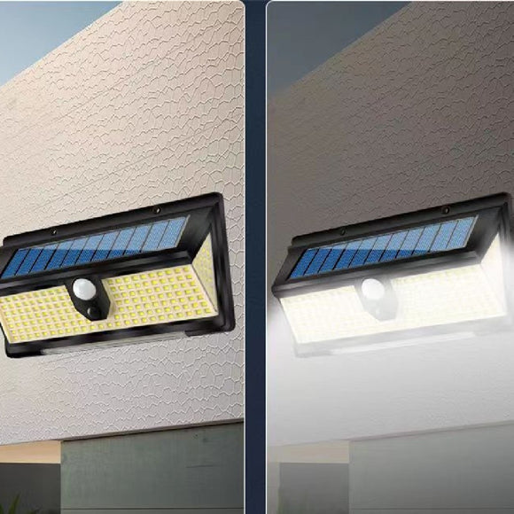 Lámpara Solar de Pared con Sensor de Movimiento y Luz Roja Azul de Advertencia