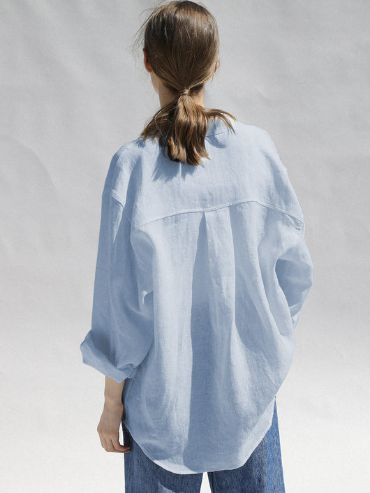Camisa de Lino Puro Diseño Exclusivo Cuello Solapa Mujer - Image 7