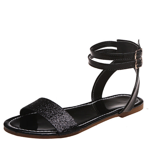 Sandalias de Pez Boca Abierta con Doble Hebilla y Strass