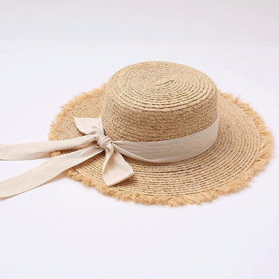 Sombrero de Rafia Elegante Japonés con Moño para Playa - Image 4