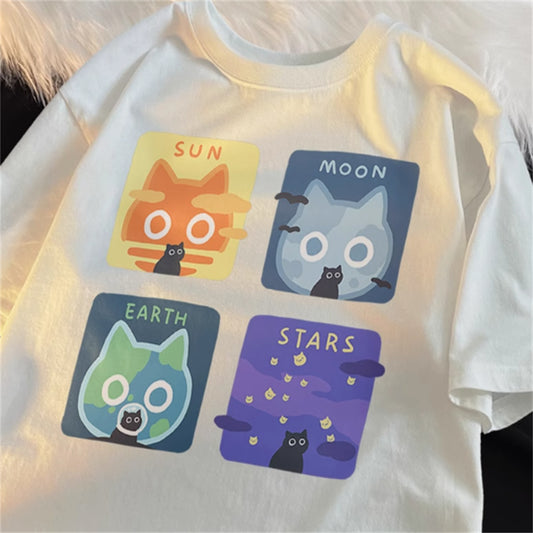 Playera Suelta de Manga Corta Estilo Japonés para Hombre